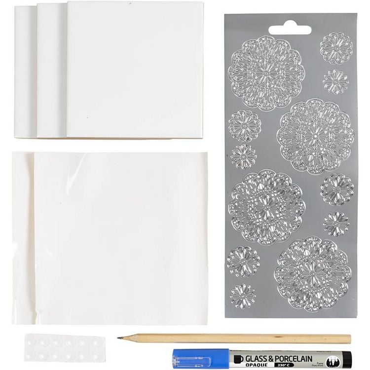 Produktbild: Creativ Company Mini Kreativ Set Dekoration, Porzellanuntersetzer, Blau