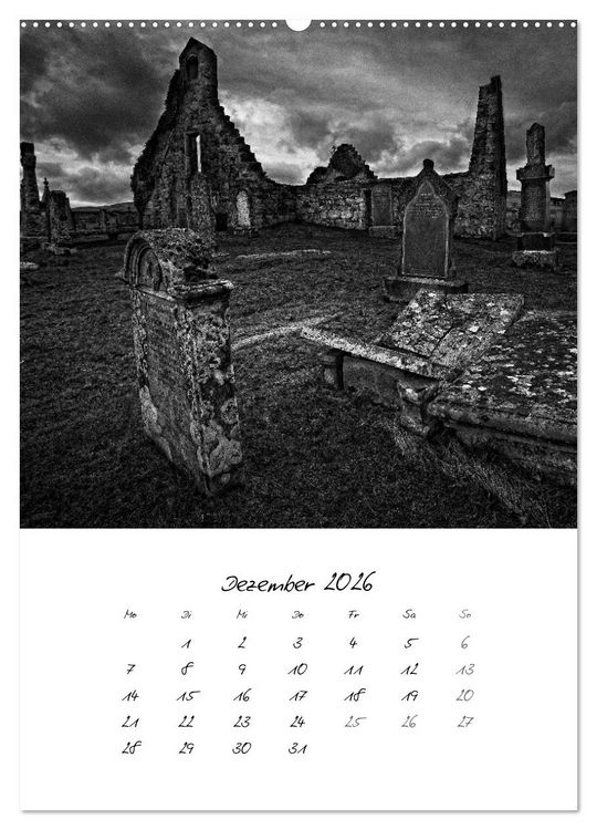 Produktbild: Schottland Monochrom (Wandkalender 2026 DIN A2 hoch), CALVENDO Monatskalender