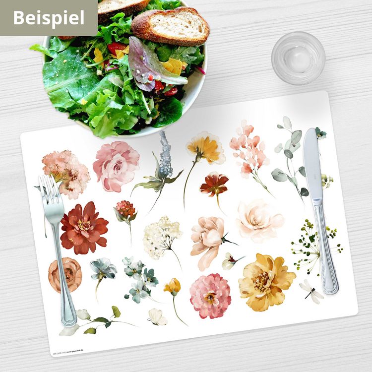 Produktbild: Tischsetmacher Tischsets Bl&uuml;ten in Aquarell, aus hochwertigem Vinyl (4 St&uuml;ck), 44 x 32 cm