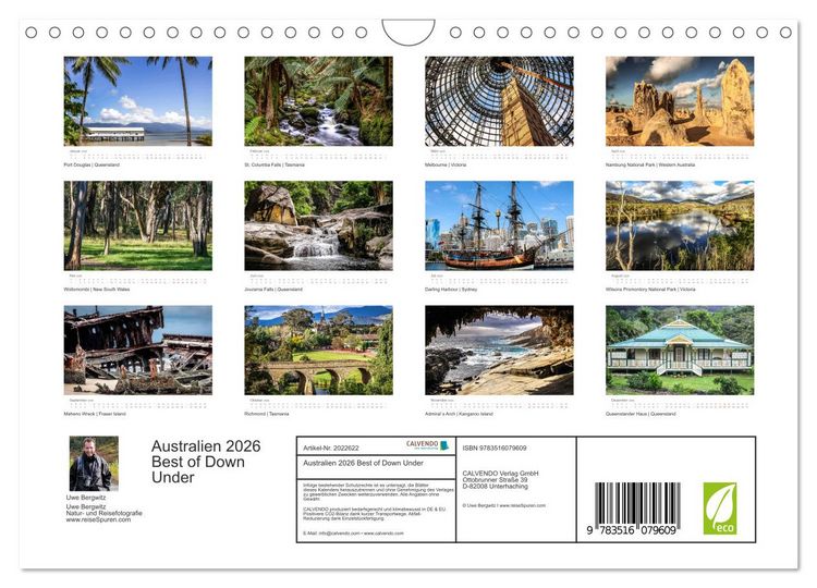 Produktbild: Australien 2026 Best of Down Under (Wandkalender 2026 DIN A4 quer), CALVENDO Monatskalender