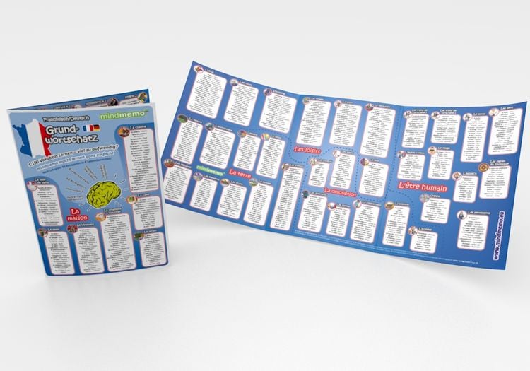 Produktbild: mindmemo Lernfolder - Grundwortschatz Franz&ouml;sisch / Deutsch - 1100 Vokabeln lernen leicht gemacht