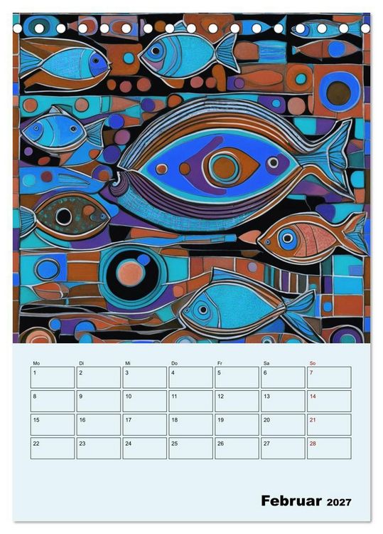 Produktbild: Farbenfrohe Tiermalerei (Tischkalender 2027 DIN A5 hoch), CALVENDO Monatskalender