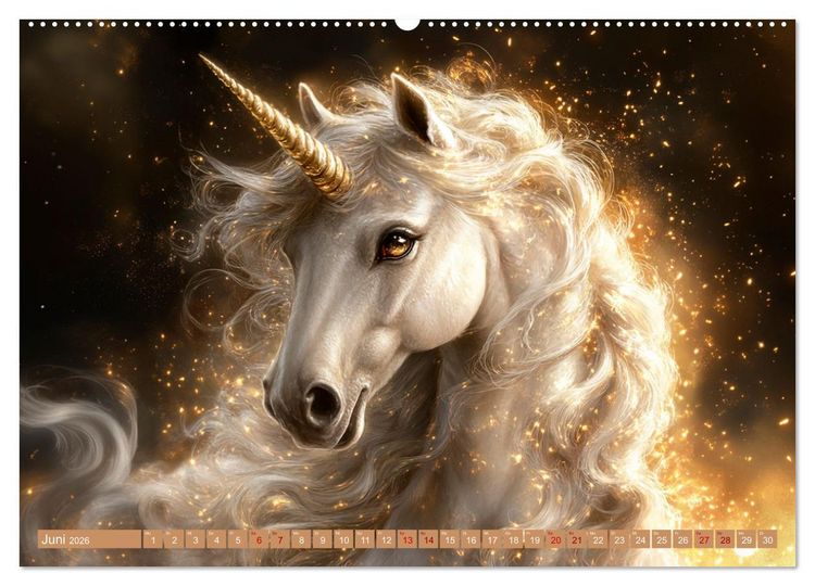 Produktbild: Zwischen Glitzer und Fantasie-Einh&ouml;rner durchs Jahr (hochwertiger Premium Wandkalender 2026 DIN A2 quer), Kunstdruck in Hochglanz