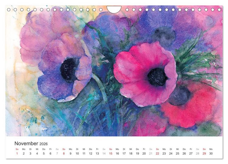 Produktbild: Bl&uuml;tenzauber - Aquarelle von ECKARD FUNCK (Wandkalender 2026 DIN A4 quer), CALVENDO Monatskalender