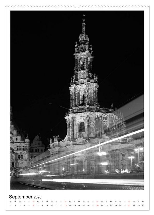 Produktbild: Dresden Traumstadt in Schwarz-Wei&szlig; (Wandkalender 2026 DIN A2 hoch), CALVENDO Monatskalender