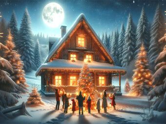 Produktbild: CALVENDO Puzzle Zusammenkunft am Weihnachtsbaum - Weihnachtliche Familienzeit | 1000 Teile Lege-Gr&ouml;&szlig;e 64x48cm Foto-Puzzle f&uuml;r gl&uuml;ckliche Stunden