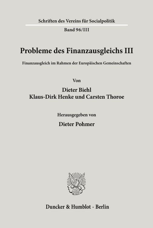 Produktbild: Probleme des Finanzausgleichs III.