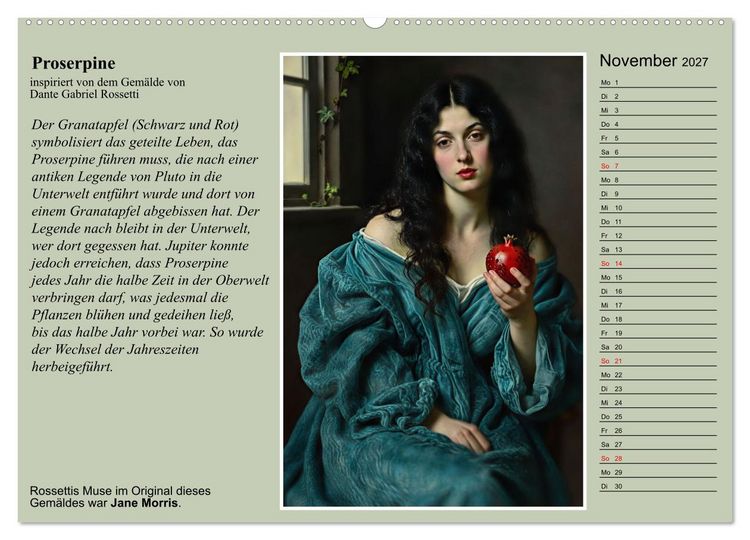 Produktbild: Rossettis Musen, neue Bilder zu symbolistischen Traumwelten (hochwertiger Premium Wandkalender 2027 DIN A2 quer), Kunstdruck in Hochglanz