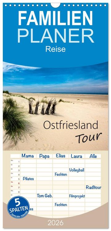 Produktbild: Familienplaner 2026 - Ostfriesland - Tour mit 5 Spalten (Wandkalender, 21 x 45 cm) CALVENDO