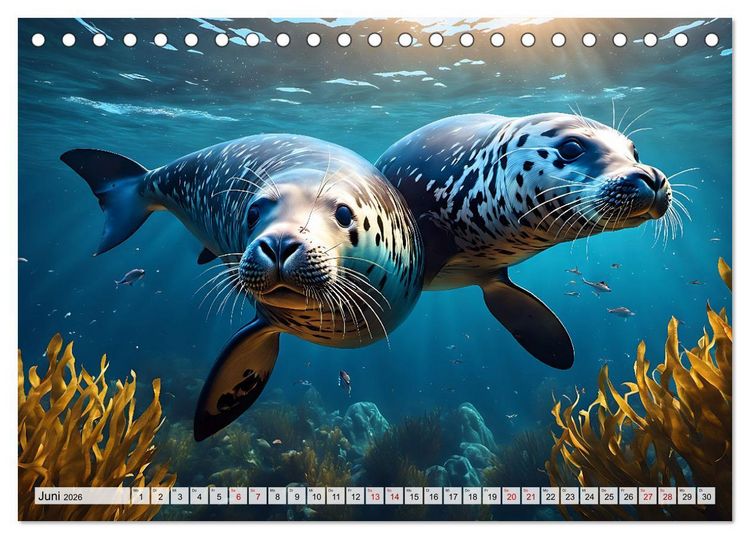 Produktbild: Freche Seehunde (Tischkalender 2026 DIN A5 quer), CALVENDO Monatskalender