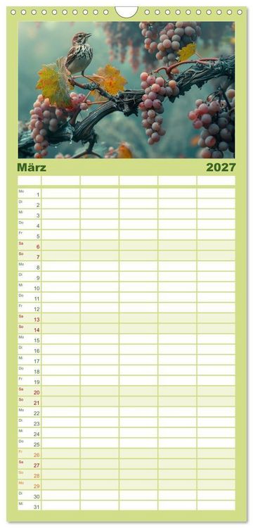 Produktbild: Familienplaner 2027 - Wein begeistert mit 5 Spalten (Wandkalender, 21 x 45 cm) CALVENDO