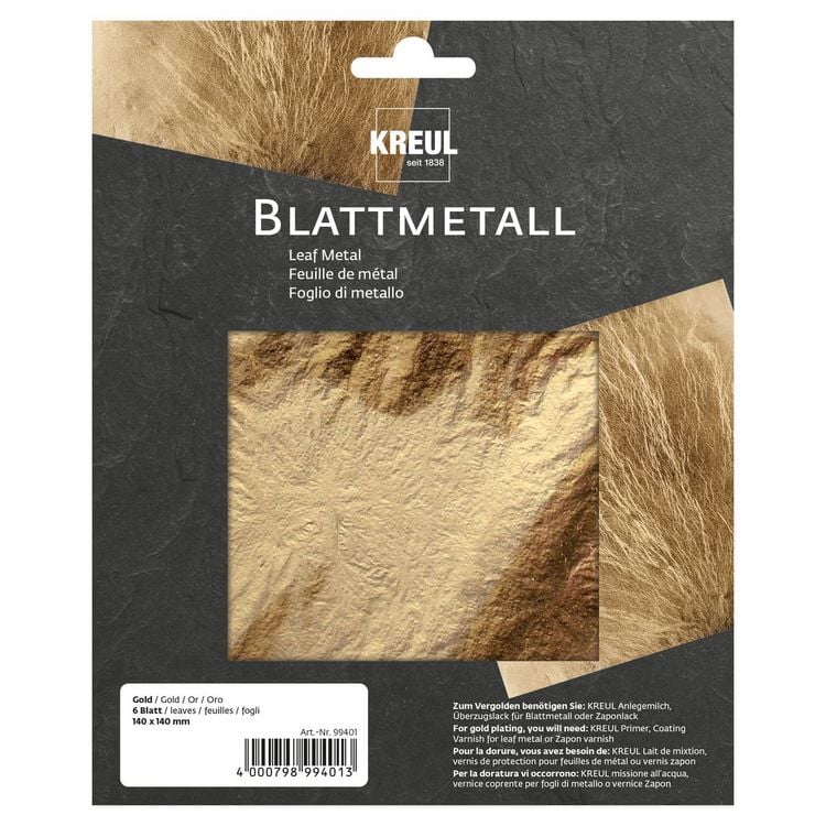 Produktbild: KREUL Blattmetall Gold 140 x 140 mm 6 Blatt