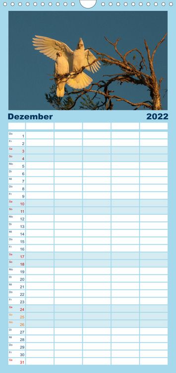 Produktbild: Familienplaner V&ouml;gel von "Down Under" Australien (Wandkalender 2022 , 21 cm x 45 cm, hoch)