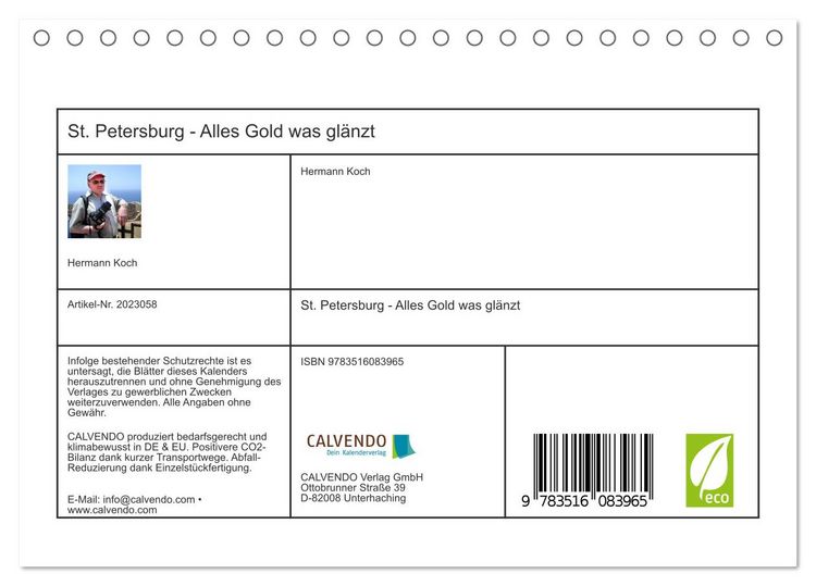 Produktbild: St. Petersburg - Alles Gold was gl&auml;nzt (Tischkalender 2026 DIN A5 quer), CALVENDO Monatskalender