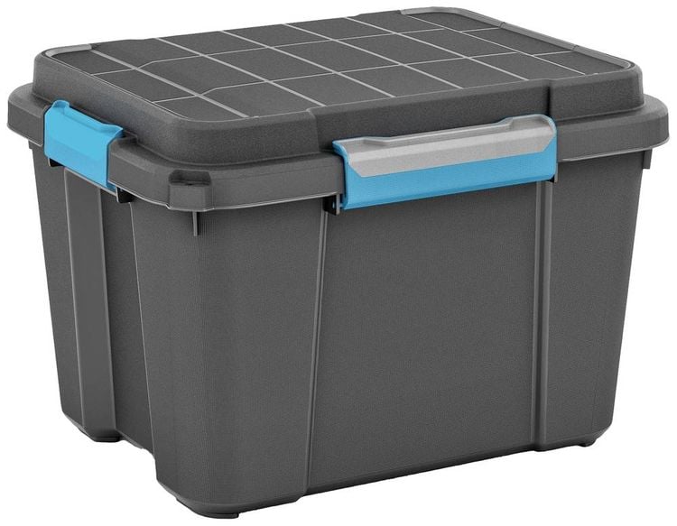 Produktbild: KIS 237440 Aufbewahrungsbox Scubba stapelbar (B x H x T) 495 x 340 x 390 mm Grau-Blau, Schwarz 1 St.