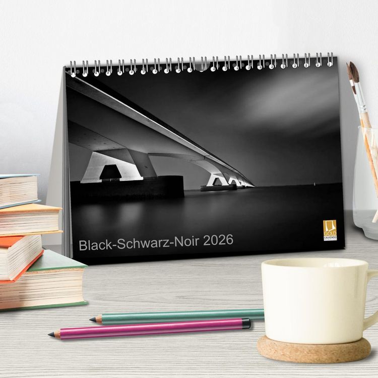 Produktbild: Black-Schwarz-Noir 2026 (Tischkalender 2026 DIN A5 quer), CALVENDO Monatskalender
