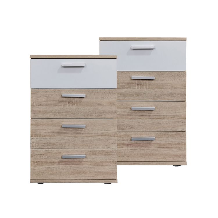 Produktbild: HTI-Living Nachtkonsole Nachtschrank Nina 4 Sonoma Wei&szlig; 2er