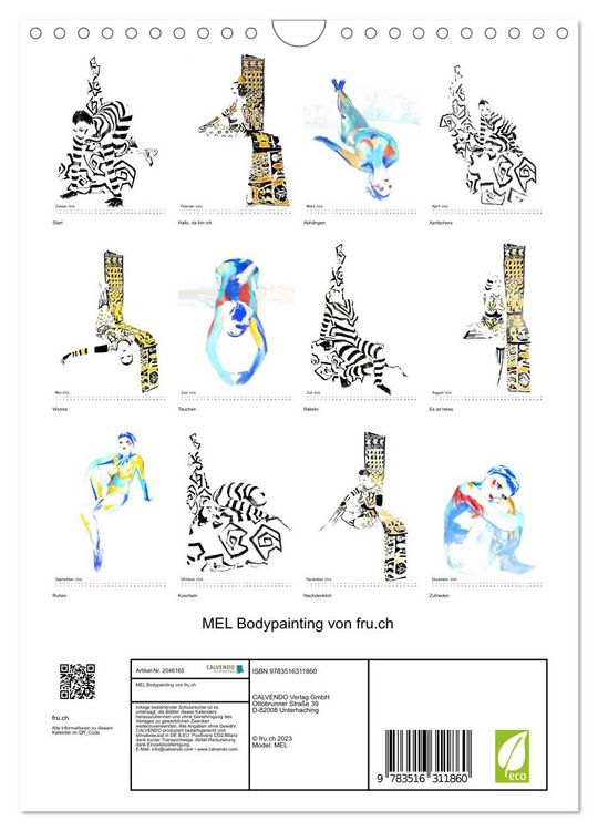 Produktbild: MEL Bodypainting von fru.ch (Wandkalender 2026 DIN A4 hoch), CALVENDO Monatskalender