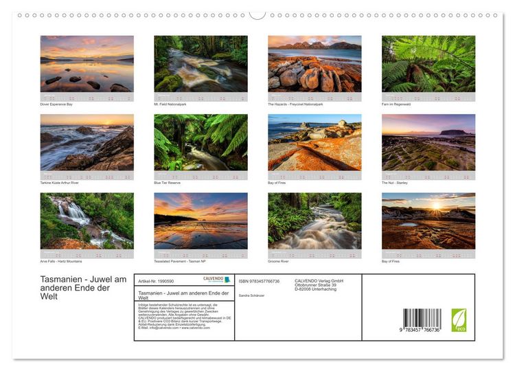 Produktbild: Tasmanien - Juwel am anderen Ende der Welt (hochwertiger Premium Wandkalender 2026 DIN A2 quer), Kunstdruck in Hochglanz