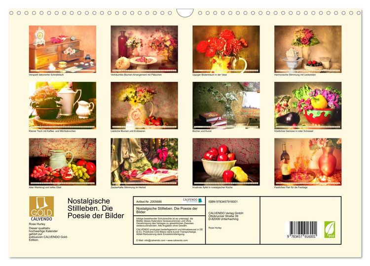 Produktbild: Nostalgische Stillleben. Die Poesie der Bilder (Wandkalender 2026 DIN A3 quer), CALVENDO Monatskalender