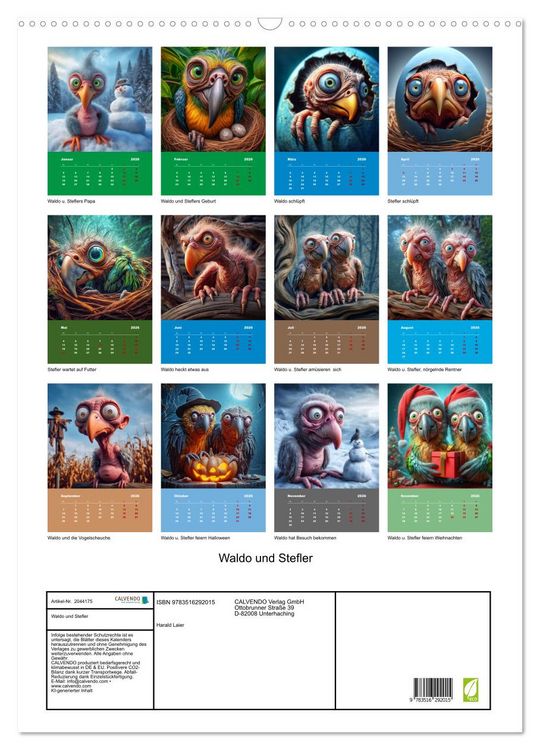 Produktbild: Waldo und Stefler (Wandkalender 2026 DIN A2 hoch), CALVENDO Monatskalender