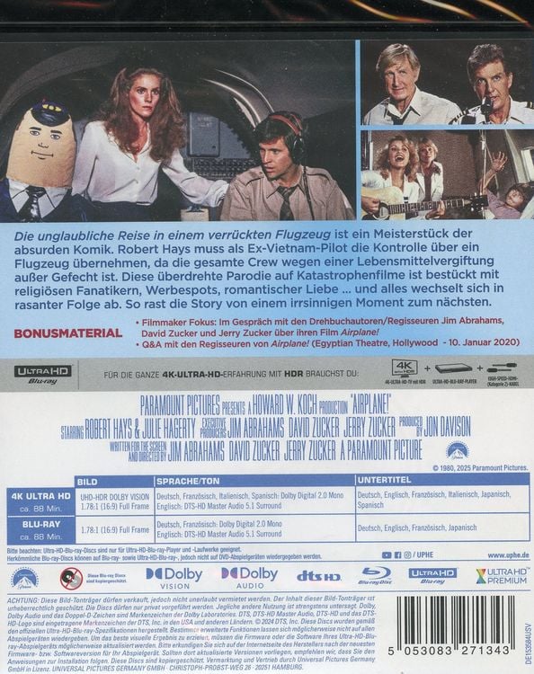 Produktbild: Die unglaubliche Reise in einem verr&uuml;ckten Flugzeug (4K Ultra HD) (+ Blu-ray)