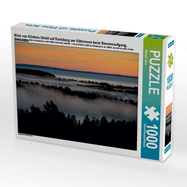 Produktbild: Blick von Klintens Utsikt auf Karlsborg am V&auml;tternsee beim Sonnenaufgang, Schweden (Puzzle)