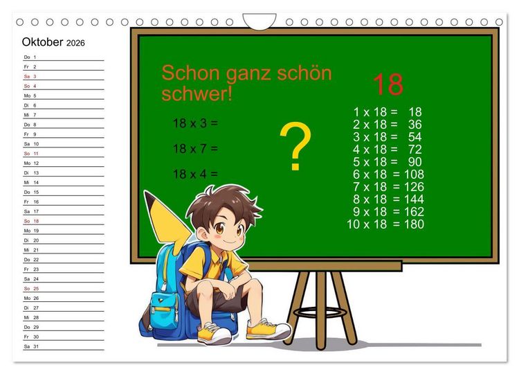 Produktbild: Mathematik f&uuml;r Grundsch&uuml;ler (Wandkalender 2026 DIN A4 quer), CALVENDO Monatskalender
