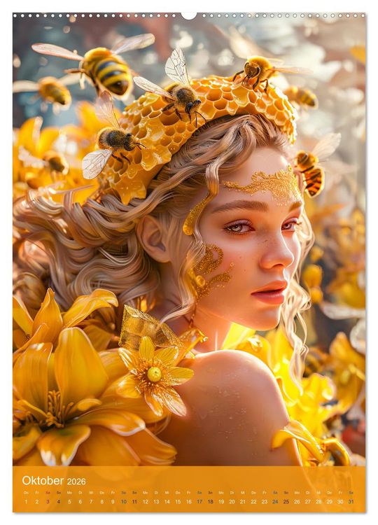 Produktbild: Bienenk&ouml;nigin - Goldene Harmonie von Sch&ouml;nheit, Honig und Bienen (hochwertiger Premium Wandkalender 2026 DIN A2 hoch), Kunstdruck in Hochglanz