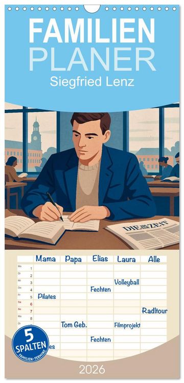 Produktbild: Familienplaner 2026 - Siegfried Lenz mit 5 Spalten (Wandkalender, 21 x 45 cm) CALVENDO