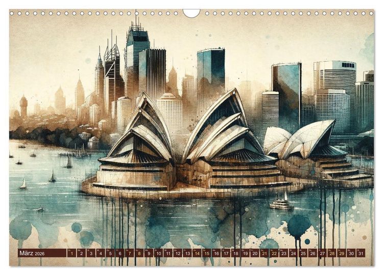 Produktbild: Von New York bis Tokio - Ein KI-Kalender f&uuml;r Weltenbummler (Wandkalender 2026 DIN A3 quer), CALVENDO Monatskalender