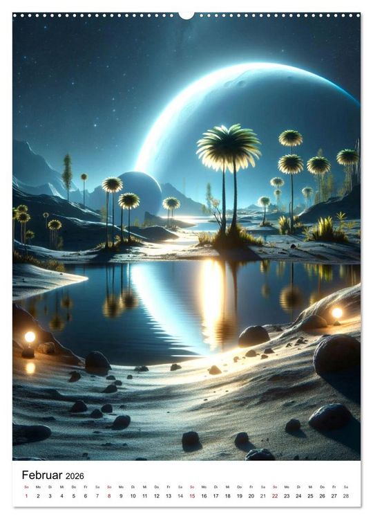 Produktbild: Astronomie Visionen - Ein von KI erschaffenes Panorama des Kosmos (Wandkalender 2026 DIN A2 hoch), CALVENDO Monatskalender
