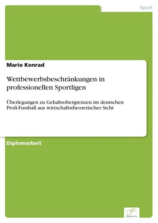 Produktbild: Wettbewerbsbeschr&auml;nkungen in professionellen Sportligen
