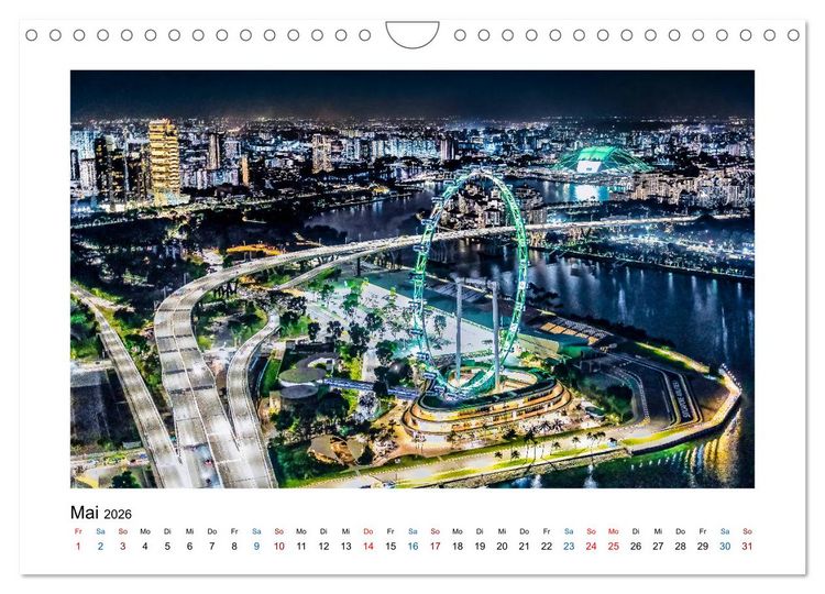 Produktbild: Singapur - Asiatische Metropole bei Nacht (Wandkalender 2026 DIN A4 quer), CALVENDO Monatskalender