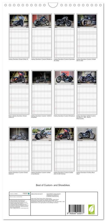 Produktbild: Familienplaner 2026 - Best of Custom- and Showbikes mit 5 Spalten (Wandkalender, 21 x 45 cm) CALVENDO