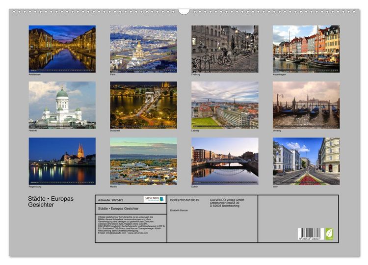 Produktbild: St&auml;dte &bull; Europas Gesichter (Wandkalender 2026 DIN A2 quer), CALVENDO Monatskalender