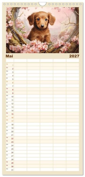 Produktbild: Familienplaner 2027 - Tierisch s&uuml;&szlig;! mit 5 Spalten (Wandkalender, 21 x 45 cm) CALVENDO