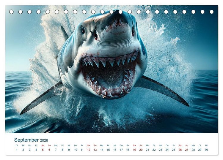 Produktbild: Wei&szlig;e Haie (Tischkalender 2026 DIN A5 quer), CALVENDO Monatskalender