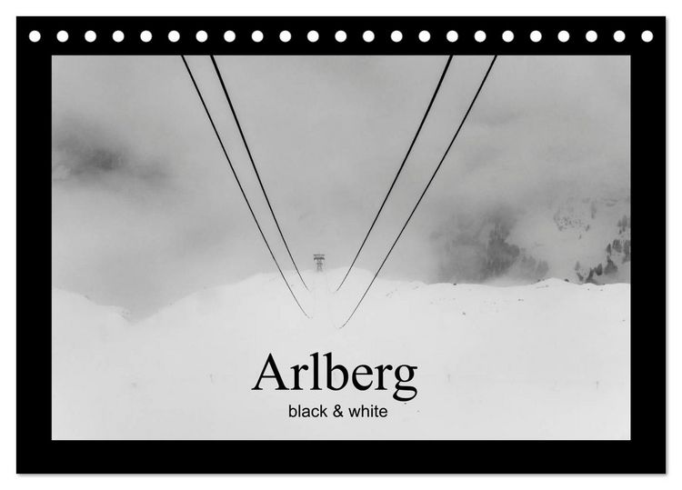 Produktbild: Arlberg black and white (Tischkalender 2026 DIN A5 quer), CALVENDO Monatskalender