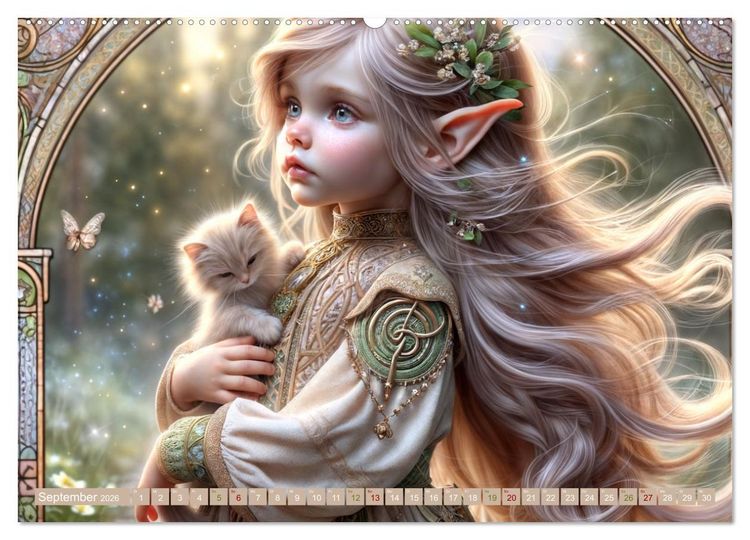 Produktbild: Elfenkinder und ihre Freunde - Magie und Natur im Einklang (Wandkalender 2026 DIN A2 quer), CALVENDO Monatskalender