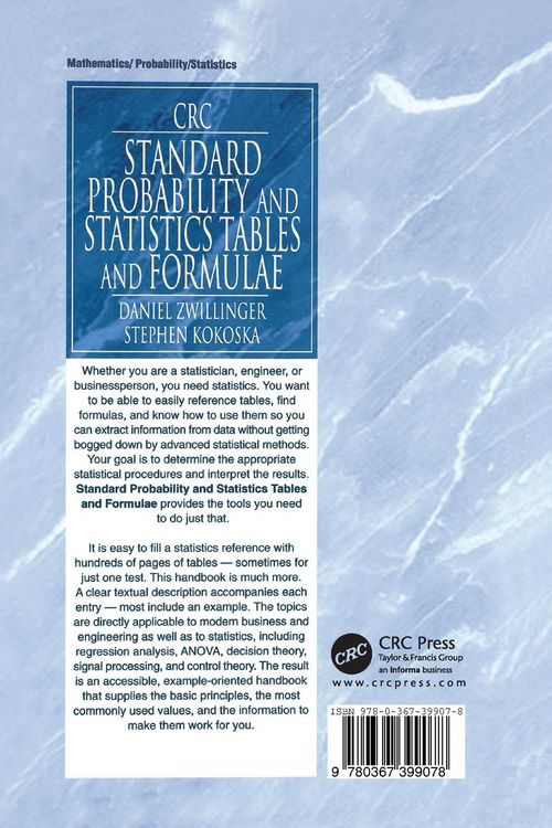 Produktbild: CRC Standard Probability and Statistics Tables and Formulae