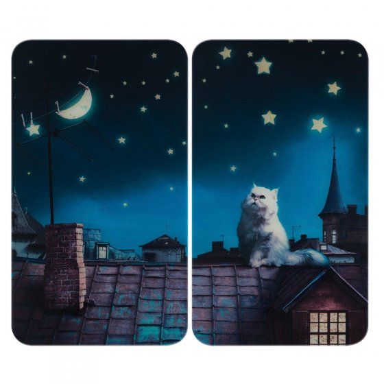 Produktbild: Herdabdeckplatte Universal Mod. Moon Cat, 2er Set, f&uuml;r alle Herdarten geeignet