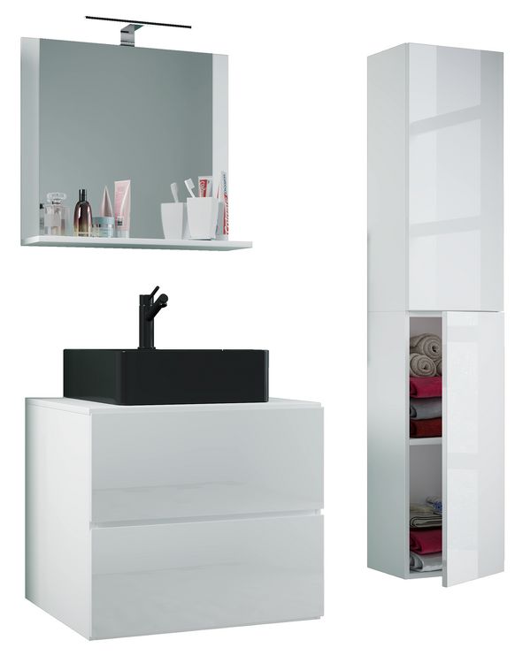Produktbild: 4-tlg Waschtisch Badm&ouml;bel Lendas 60 cm L Schublade