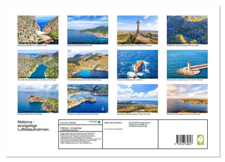 Produktbild: Mallorca - einzigartige Luftbildaufnahmen (Wandkalender 2026 DIN A3 quer), CALVENDO Monatskalender