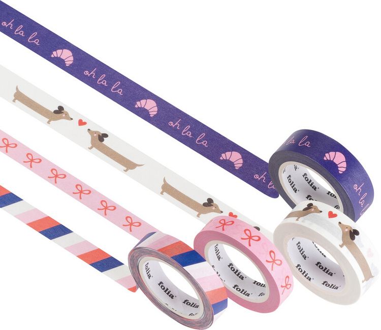 Produktbild: FOLIA&reg; Washi Tape Set, Parisienne Set zu 2 Rollen 10 mm x 10 m und 2 Rollen 15 mm x 10 m