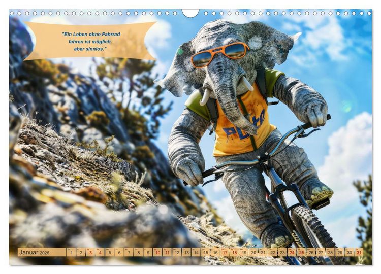 Produktbild: Der tierisch lustige Fahrradkalender (Wandkalender 2026 DIN A3 quer), CALVENDO Monatskalender
