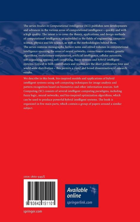 Produktbild: Soft Computing for Recognition based on Biometrics