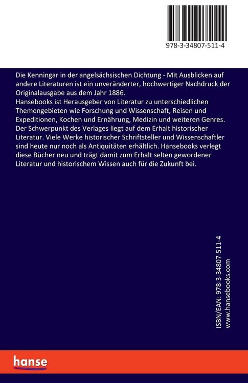 Produktbild: Die Kenningar in der angels&auml;chsischen Dichtung