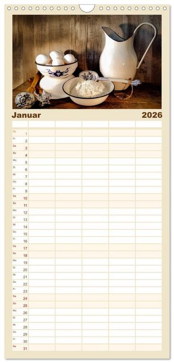 Produktbild: Familienplaner 2026 - K&uuml;chengeplauder - Nostalgische Momente mit 5 Spalten (Wandkalender, 21 x 45 cm) CALVENDO