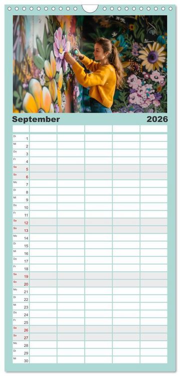 Produktbild: Familienplaner 2026 - Erlebe mit mir die bunte Welt der Kreativit&auml;t mit 5 Spalten (Wandkalender, 21 x 45 cm) CALVENDO